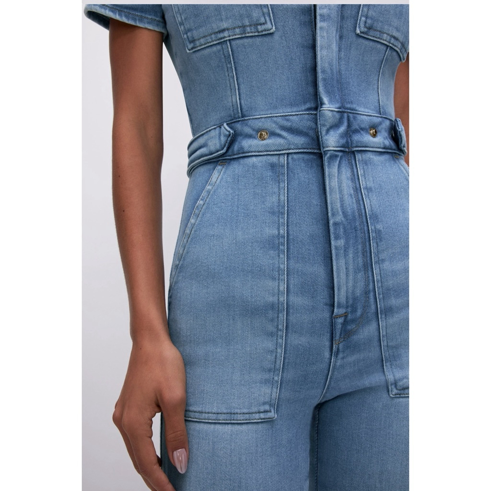 NWT Good American Fit For Success Denim Jumpsuit – Medium Blue Wash, Size Small - Picture 6 of 7